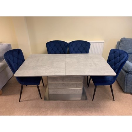 Sturtons - Extending Dining Table with 4 Royal Blue Chairs